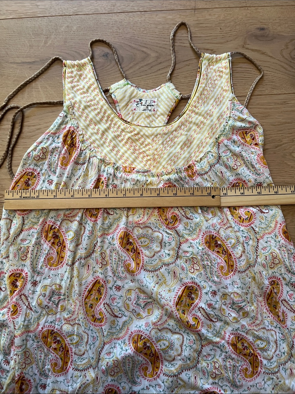 Free People Cream Paisley Sleeveless Nightdress with Yellow & Pink Accents - Picture 4 of 11